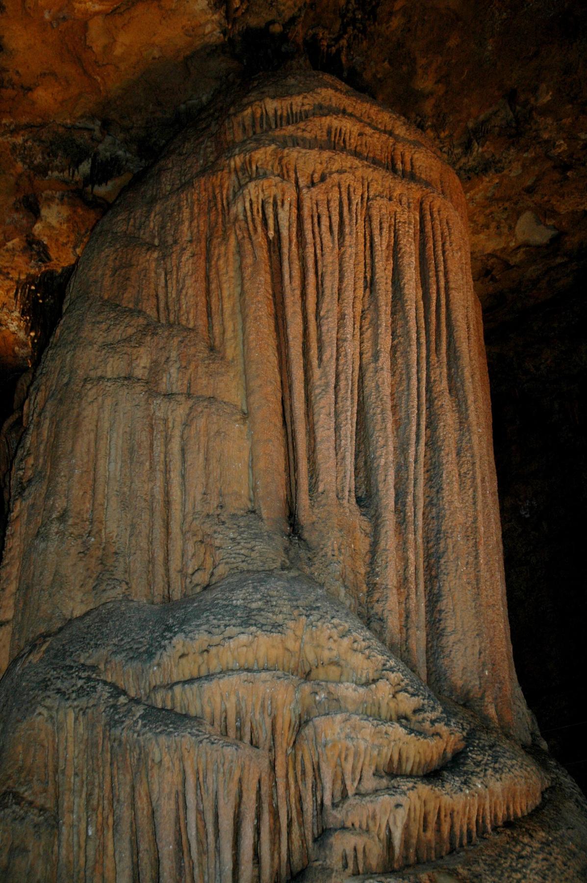 A large flowstone formation inside Mystic Caverns, Arkansas