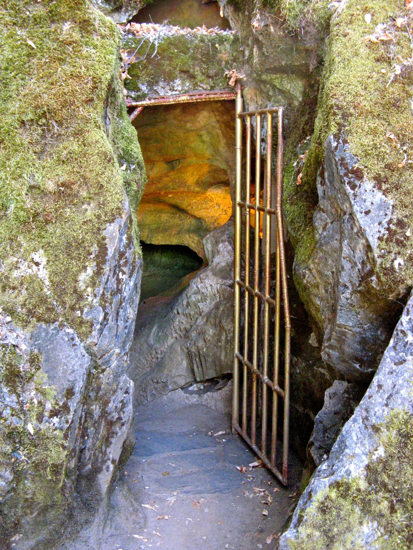 The gated entrance to California Cavern