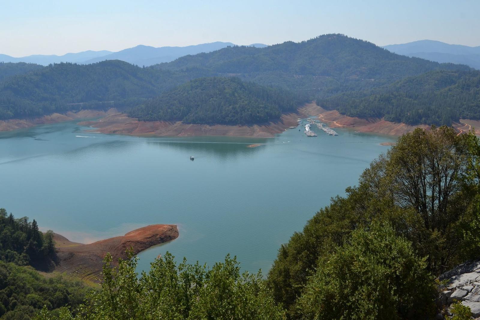 Shasta Lake seen from the entrance to Lake Shasta Caverns, California