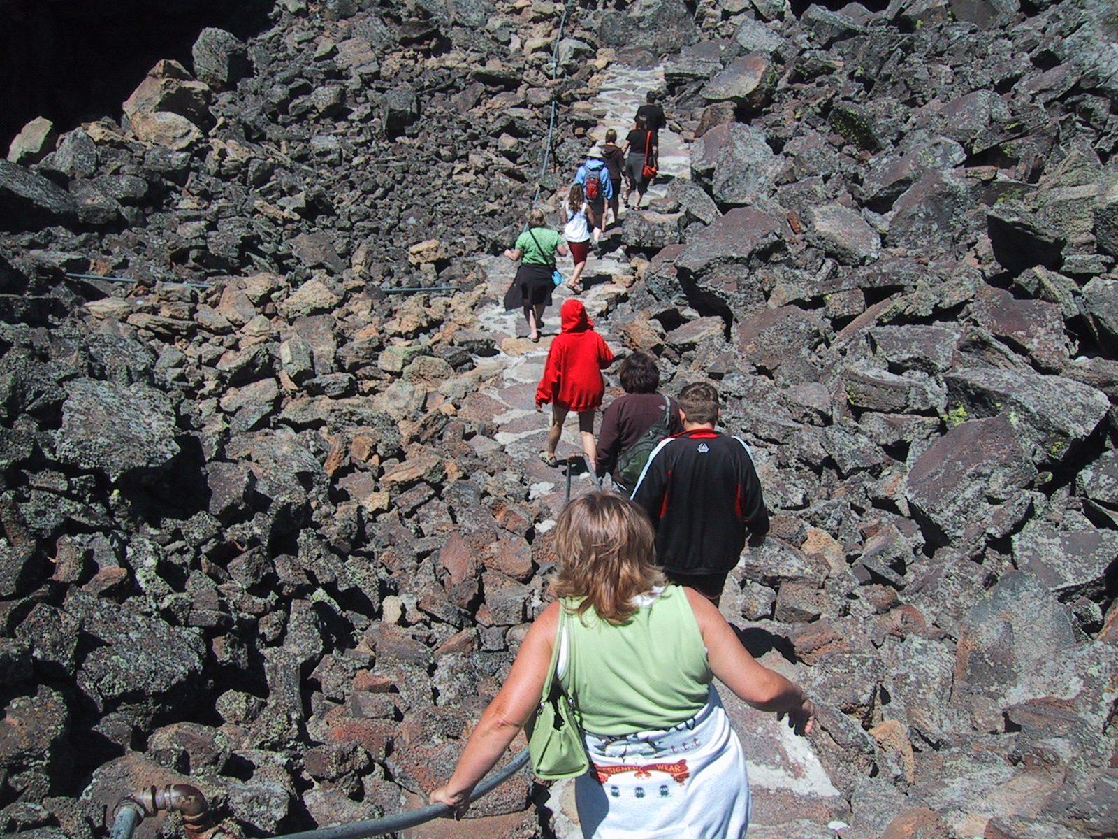 Visitors on the lava trail at Shoshone Ice Caves, Idaho