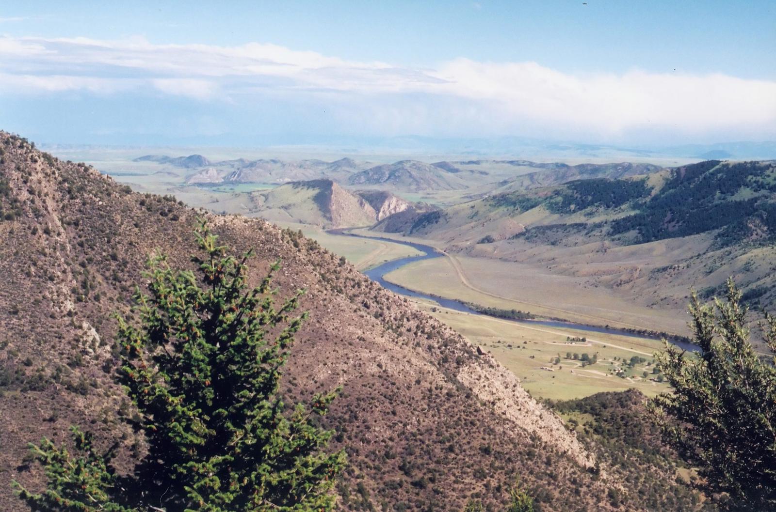 The Jefferson River valley seen from the mouth of Lewis and Clark Caverns, Montana