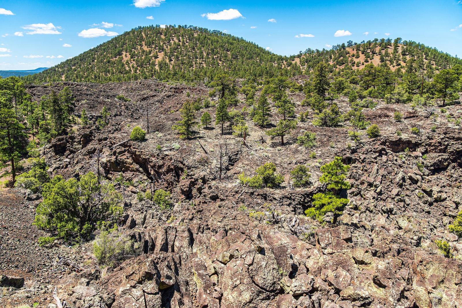 Lava field and cinder cones at Bandera Volcano, New Mexico