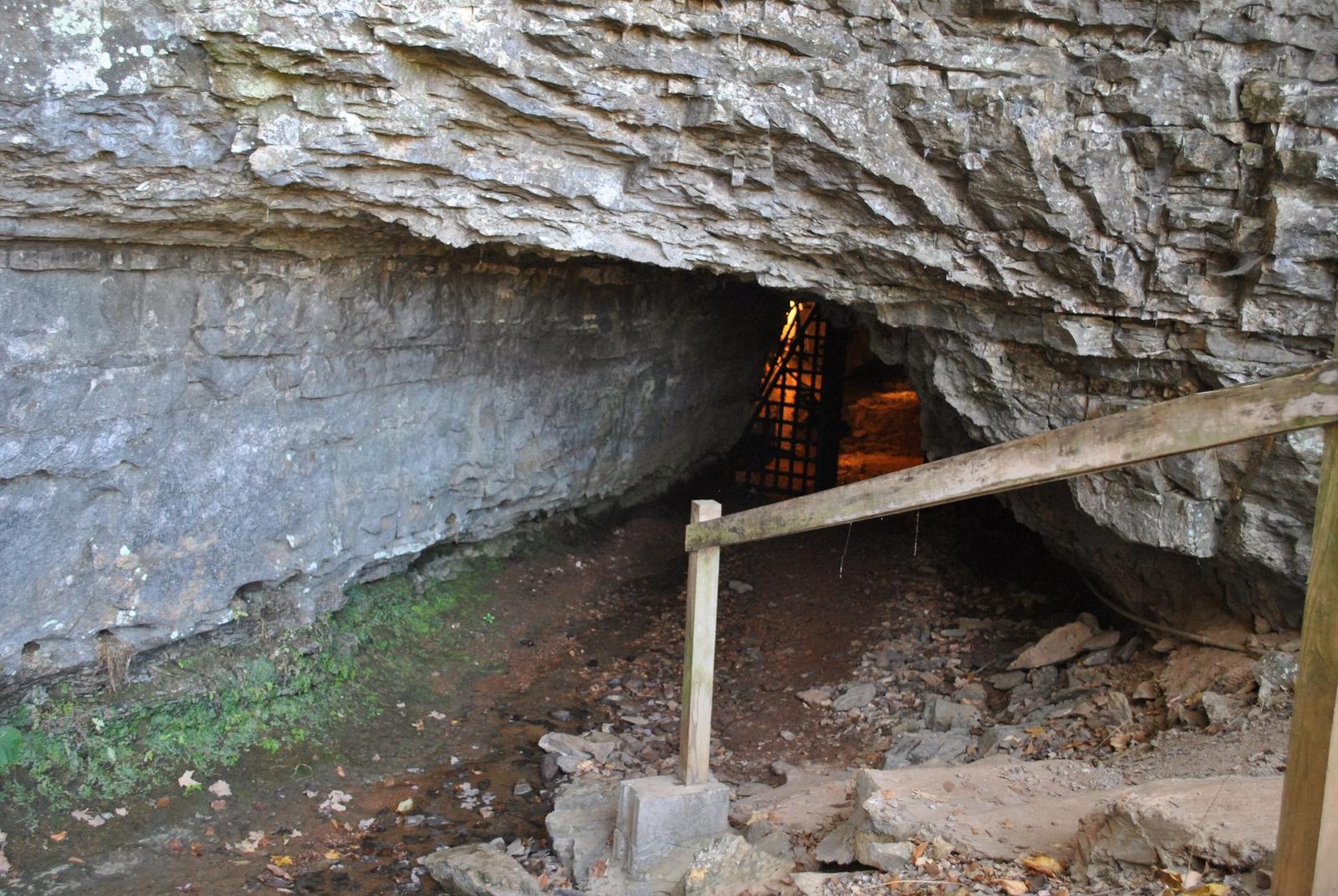 The gated entrance to Bell Witch Cave, Tennessee