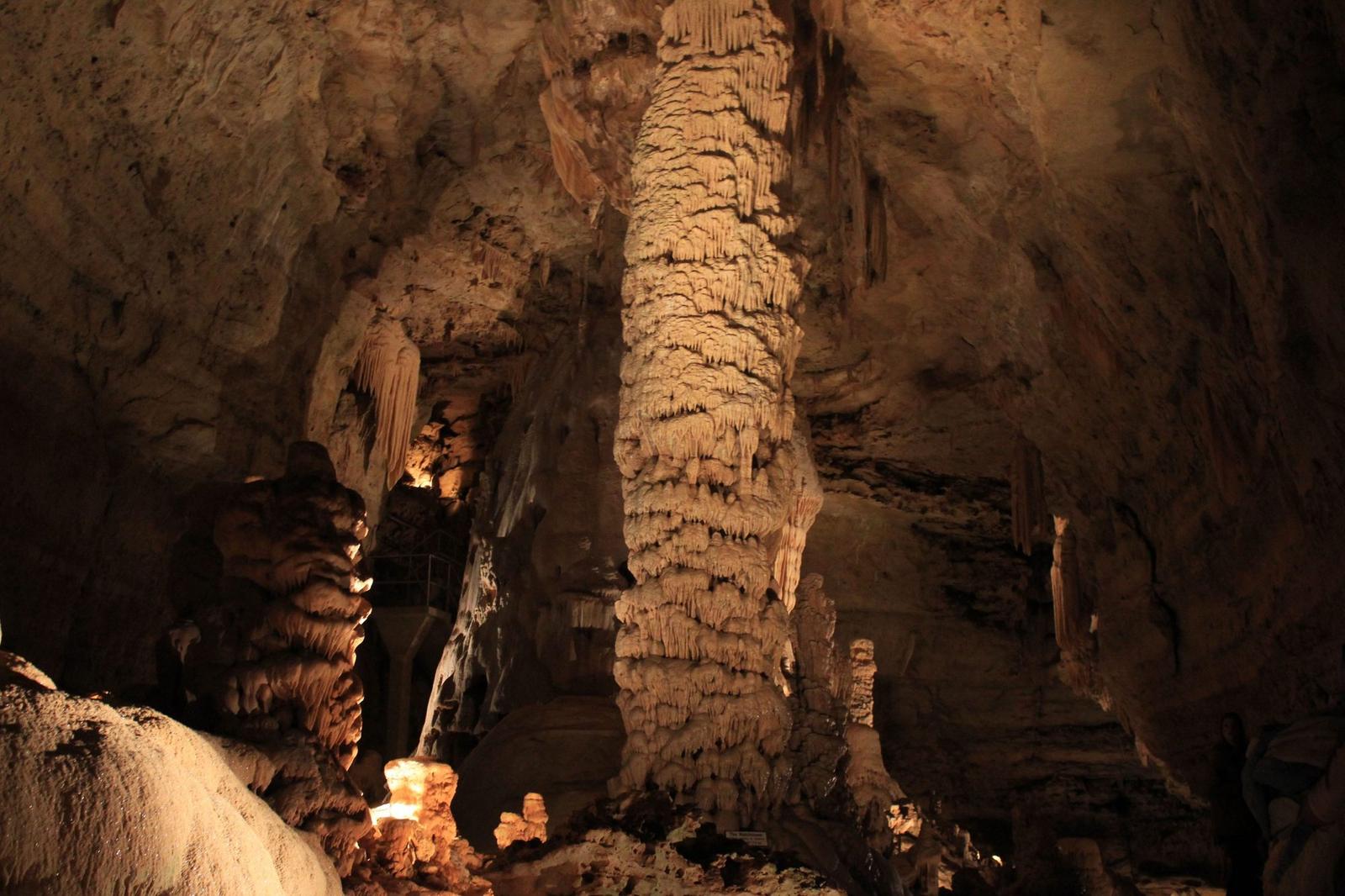 A large column inside Natural Bridge Caverns, Texas